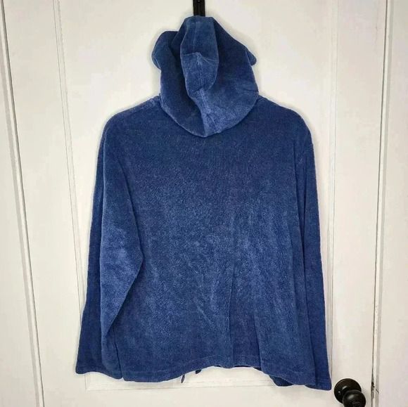 Vintage Tommy Hilfiger Terry Cloth Jacket Hoodie Womens XL Full Zip Logo Blue - Picture 2 of 5
